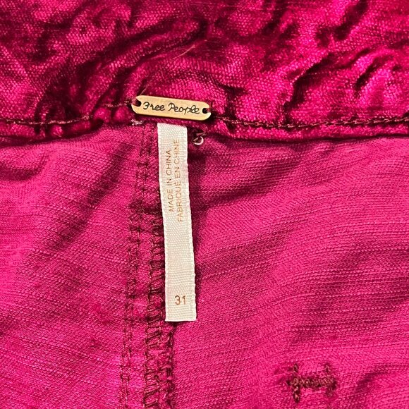 Free People Crushed Velvet Cropped Flared Pants, Magenta, 31 - Picture 4 of 13